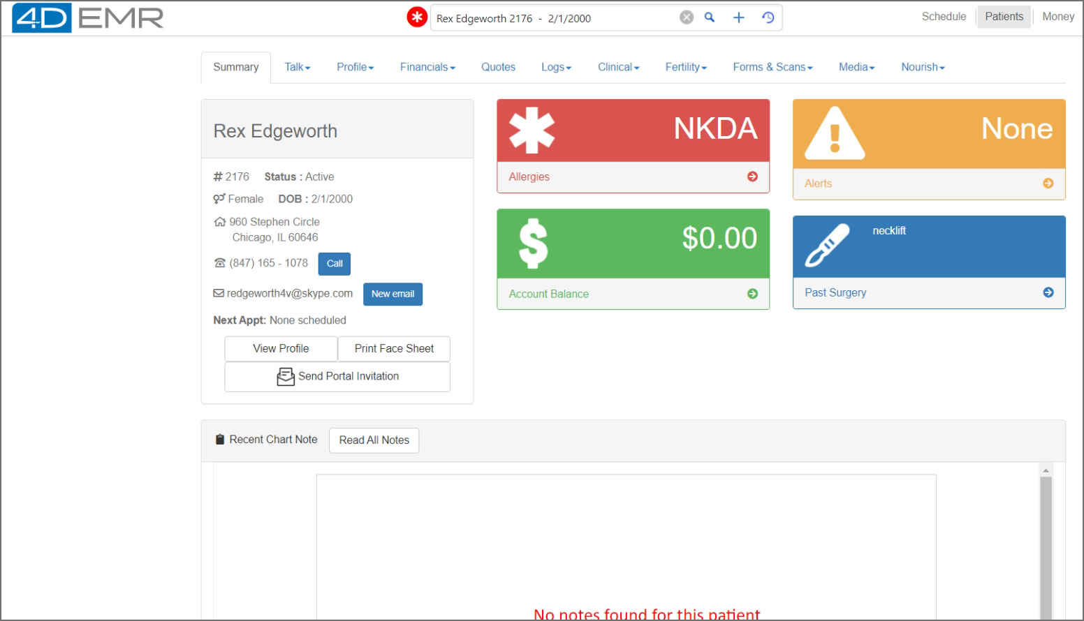 emr patient information example